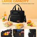 HOTOR Lunch Box for Women - Insulated Lunch Bag with Multiple Pockets, Portable Lunch Tote & Cooler with Handles & Adjustable Strap for Work, Picnic, Short Trip, 11.0" x 5.5" x 8.7", Black