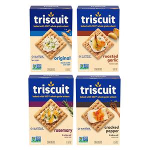 Triscuit Whole Grain Wheat Crackers 4 Flavor Variety Pack, Lunch Snacks, Bulk Snack Crackers, 4 Boxes BB 9/23/25