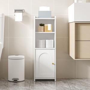 Hzuaneri Bathroom Storage Cabinet, Corner Floor Cabinet with Doors and Adjustable Shelf, Narrow Toilet Paper Cabinets, Bathroom Organizer for Small Spaces, White BC29713X