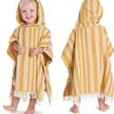 ZICOTO Stylish Hooded Beach Towel for Kids - Extra Soft and Fast Drying Poncho for Toddlers Made of Premium Cotton - Perfect Baby Cover Up for Beach Days or Pool and Bath Time Adventures (Small (0-3 yrs), Mustard)