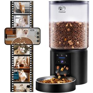 5L Automatic Cat Feeder with 2K HD Camera: 5G WiFi Automatic Dog Feeder with Night Vision,Cat Food Dispenser with Freshness for Multiple Pets,Detachable for Easy Clean-21 Cup (Sealed Outlet) (Black)