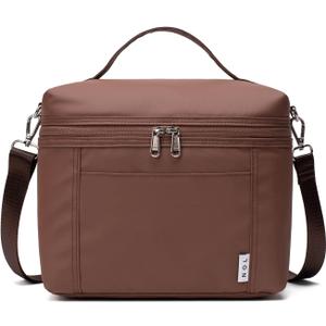 NOL Natural Organic Lifestyle Insulated Lunch Bags for Women Cooler Bag Lightweight Nylon Waterproof Lunch Box For Work (Medium(normal), Coffee)