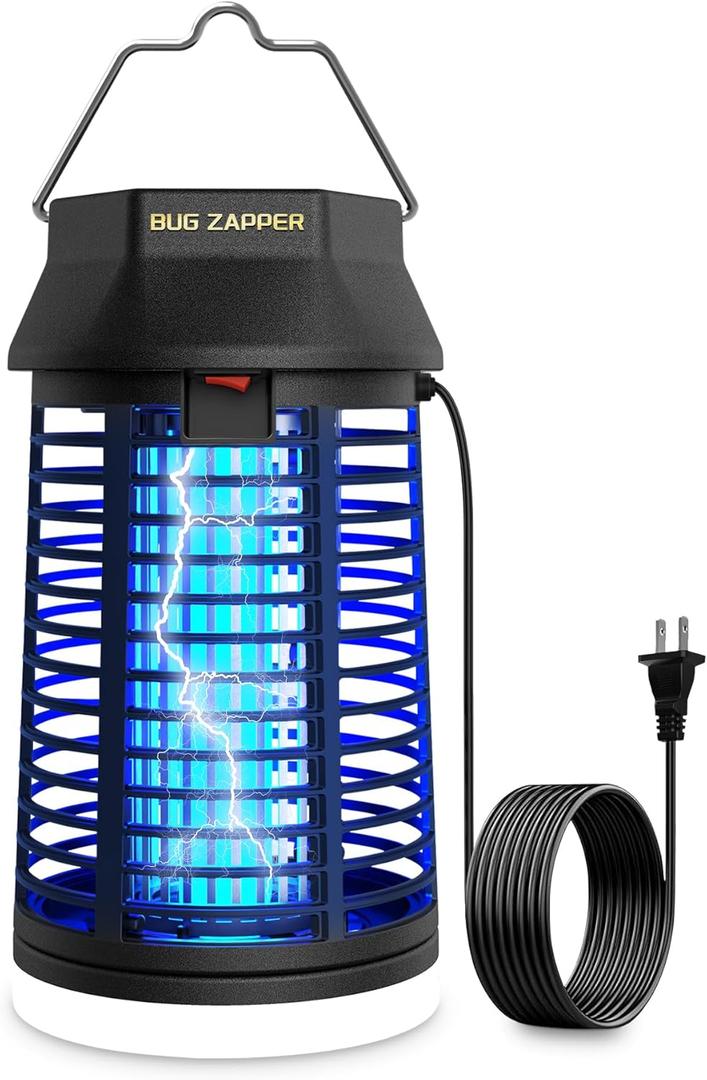Endbug Bug Zapper with LED Light, Waterproof Bug Zapper Outdoor Indoor, Mosquito Zapper Outdoor Electric Fly Zapper, Mosquito Killer Fly Trap for Outside Patio Garden Backyard Home, Plug in, Black