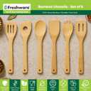 2 x Freshware Bamboo Wooden Utensils Set for Kitchen, 6-Piece, Wooden Spoons for Cooking, Cooking Utensils Set Includes Wood Spoons and Spatula, Utensil Sets for Kitchen Essentials