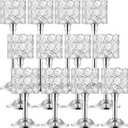 Mumufy 12 Pieces Crystal Candle Holders Set 3 Sizes Tall Crystal Wedding Candlestick Holders Pillar Candelabra Stand for Table Centerpieces for Christmas Party Wedding Dining Decoration (Silver)