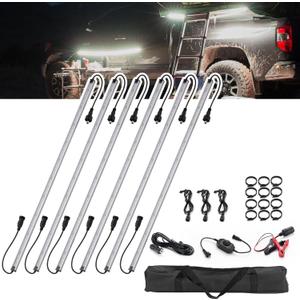 FIERYRED 12V Interior Light Bar Kit, Dimmable Camping Lights, Weatherproof IP67, Aluminum Magnetic Mount with Dimmer Switch, Portable Lights for Camping Tent Awning RV Car Trailer Boat (6 Pcs, White)