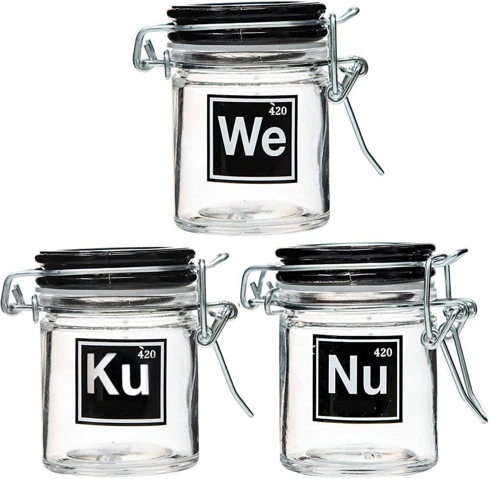 Airtight Glass Storage Jar Set of 3-1.5oz, 2.5 Inches WE, NU, KU