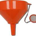 King Kooker 8" Plastic Cooking Oil Funnel with Attached Reusable Stainless Steel Mesh Filter, Multi