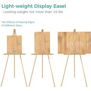 VISWIN 3 Pcs Upgraded 63" Wooden Easel Stand for Sign, Tripod Easel for Wedding Sign Stand, Welcome Board, Poster, Picture, Canvas Art Easel Floor with Tray for Display & Painting - Natural