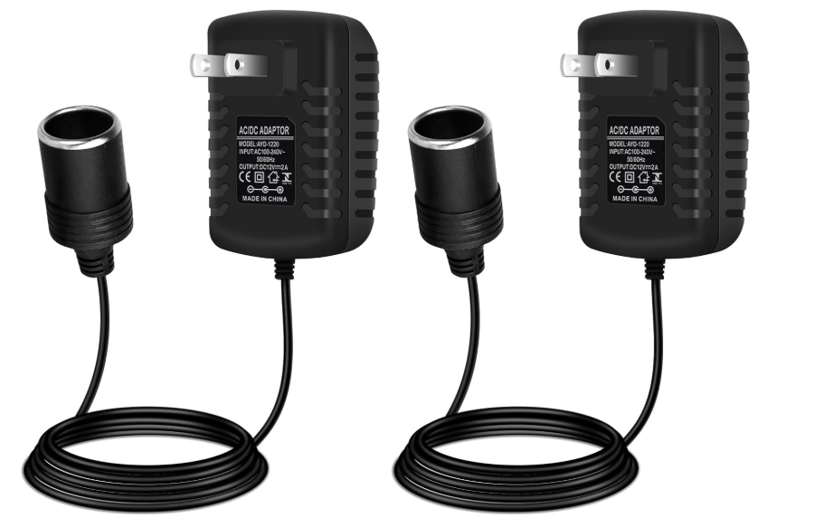 inShareplus 12V 2A 24W AC to DC Converter, 12 Volt Car Cigarette Lighter Adapter to Wall Outlet, 110V to 12V Power Supply for Car Devices, 2 Pack