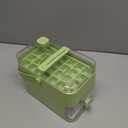 Compact Double Layer Ice Cube Tray with Lid and Bin, One-Click Demolding, Pull-Out Ice Drawer with Portable Handle, Includes 2 Large Ice Ball Molds (Green)