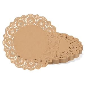 WYTAOHZL 120 Pieces Lace Paper Doilies for Tables 12 Inch Round Brown Paper Doilies for Food Cakes Desserts