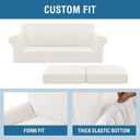 H.VERSAILTEX 3 Piece Stretch Sofa Covers for 2 Cushion Sofa Couch Covers for Living Room Sofa (Base Cover Plus 2 Seat Cushion Covers) Thicker Jacquard Fabric (Large Sofa, Porcelain White)