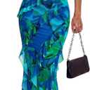 BTFBM Summer Dresses for Women 2026 Strapless Maxi Ruched Bodycon Floral Ruffle Cocktail Formal Wedding Guest Dress (Large)