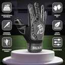 3 x BM Soccer Goalie Gloves for Kids Boys Children,Youth & Adult Football Goalkeeper Gloves with Double Wrist Protection and 4mm Latex Anti-Slip Strong Grips Palm (2, Black)