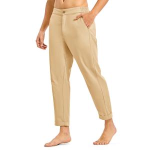 Rdruko Men's Linen Pants Lightweight Casual Cotton Pants Elastic Waist Beach Summer Pants with Pockets, Khaki, L (XXL)
