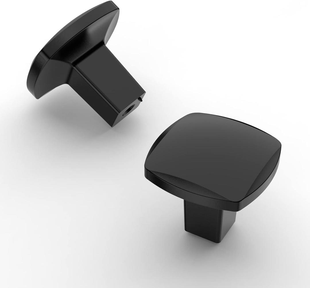 Asidrama 30 Pack Matte Black Cabinet Knobs Kitchen Drawer Knobs Cabinet Pulls Black Cabinet Hardware Square Knobs for Dresser