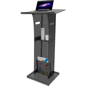 Acrylic Podium Stand with Storage Shelf, Segmented Black Lecterns &  Podiums, Pulpits for Churches, Conference, Speeches, Wedding, Classroom, Concert, 47" H Professional Presentation Podiums