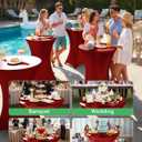 Cocktail High Top Table Covers - 32x43 Inch Fitted Spandex Round Cocktail Tablecloth for Bar Height Standing Table Cloths Reusable, for Party Wedding Banquet Event Decorations, Shiny Red, 8 Pack