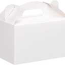 Moretoes 48 Pack White Party Favor Treat Boxes, Gable Gift Boxes with Handles for Birthday, Wedding, Baby Shower
