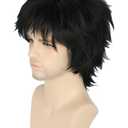 Topcosplay Unisex Anime Cosplay Wigs Balck Short Wig Layered Fluffy Halloween Costume Wig (Black)