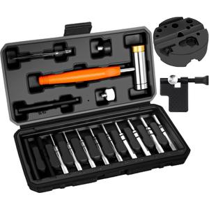 BESTNULE Upgrade Roll Pin Punch Set, Punch Set with Replaceable Face Hammer, Punch Tools, Made of Solid Material, Ideal for Maintenance (With Bench Block and Pivot Pin Tool)