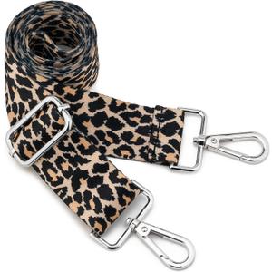 Silvery Buckles Wide Shoulder Strap Adjustable Replacement Belt Crossbody Canvas Bag Handbag (Wide: 1.4"(3.5cm), Wide: 1.4"(3.5cm)Leopard2)