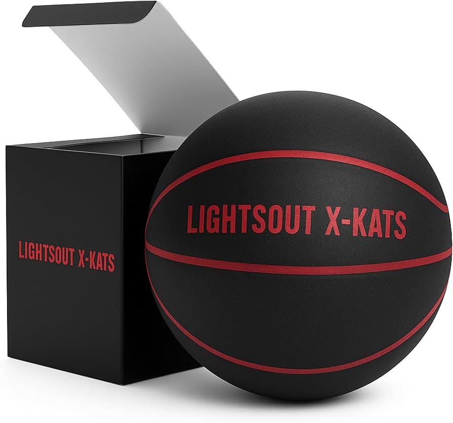 LIGHTSOUT Indoor Silent Basketball Size 7 (29.5") Quiet Basketballs Dribbling Indoor Very Sleek Black/red, Practicing at Home Indoor Basketball Foam No Noise Airless, No Scratch or Damage of Flooring