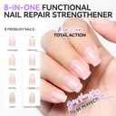 4 x Nail Ridge Filler For Damaged Nails: Gelike ec 8 in 1 Nail Strengthener for Thin Nails and Growth - Protein Nail Ridge Filler with Top Coat Free