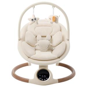 Baby Swing for Infants with 5 Point Harness, 5 Speeds Infant Swing with Soft Cushion, 10 Songs and Bluetooth Music for Newborn, Remote Control & Touch Panel Use, Beige