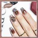 2 x JODSONE Press on Nails Gold Square Cat Eye Handmade 3D Fake Nail Tips Reuseable Fashionable Design Long Lasting Fit Easy to Create Exquisite Fingertips- Medium