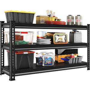 Metal Garage Shelving Heavy Duty1530LBS Loads Garage Storage Shelves, 48W 3-Tier Adjustable Storage Racks and Shelving Units for Garage Basement and Kitchen, 48W x 18D x 39H, Black