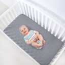 Crib Mattress Protector Sheets Waterproof 2 Pack, Quilted Crib Mattress Pad Cover Fitted Fits for Baby Toddler Bed Mattress, Grey, 52 x 28
