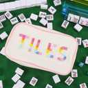 Empty Mahjong Bag Thickened American Mahjong Tiles Bag with Zipper Storage Pouch for Board Game Pieces Game Party Travel Gatherings Accessories, 10.4''x5.6'', Case Only(Tiles,Rainbow)