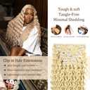 #613 Blonde Clip in Hair Extensions,Soft Real Human Hair 120g 7pcs,22 Inch Brazilian Remy #613 Clip ins for Women,Blonde Deep Wave Clip ins Silky Hair Extensions