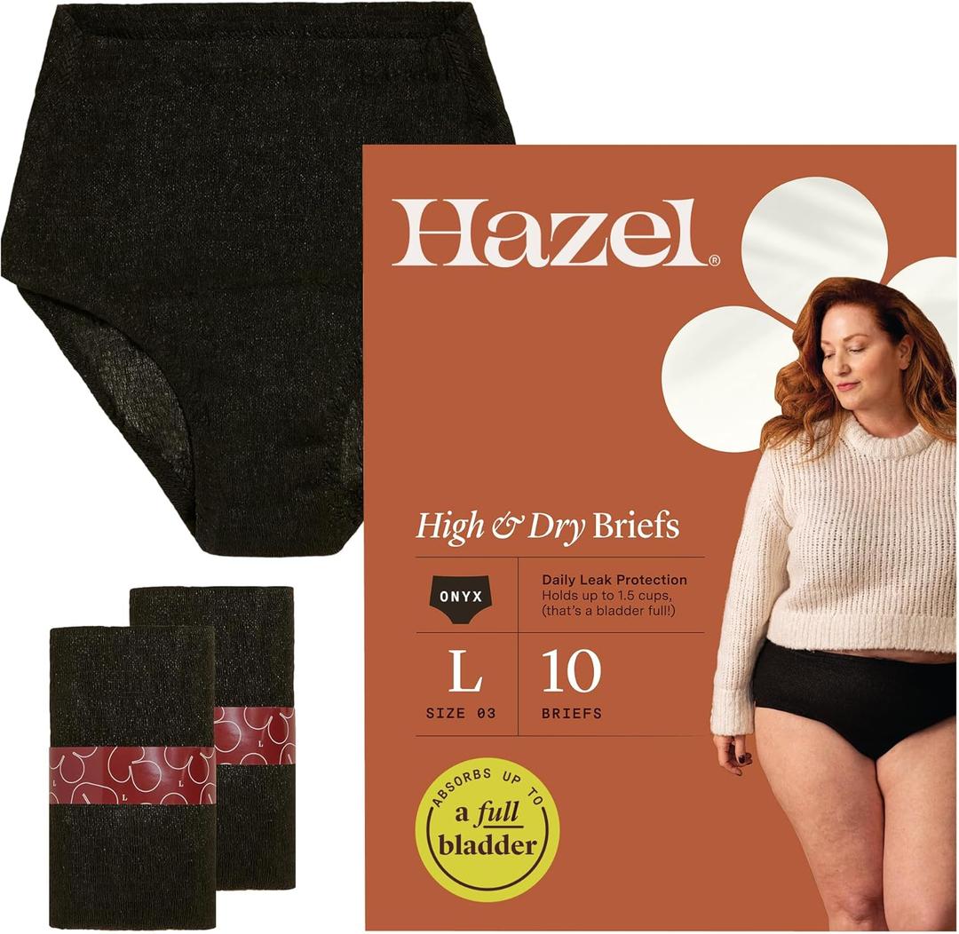 Hazel Disposable Womens Underwear, High-Waist Pull-Ups for Postpartum & Incontinence, Large, Ultra-Thin, 10-Count (1-Pack) Hazel Disposable Womens Underwear, High-Waist Pull-Ups for Postpartum & Incontinence, Large, Ultra-Thin, 10-Count (1-Pack)