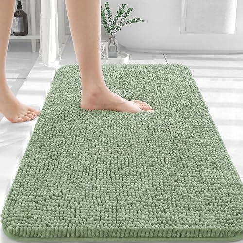 Bathroom Rugs 30x20, Extra Soft Absorbent Chenille Bath Rugs, Rubber Backing Quick Dry, Machine Washable Bath Mats for Bathroom Floor, Tub and Shower, Home Decor Accessories, Sage Green