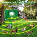 2026 Solar Ultrasonic Animal Repellent Outdoor Deer Repellent Devices Sonic Cat Repellent with Motion Sensor & Strobe Light, Rabbit Skunk Raccoon Repellent Animal Repeller Deterrent for Yard Garden