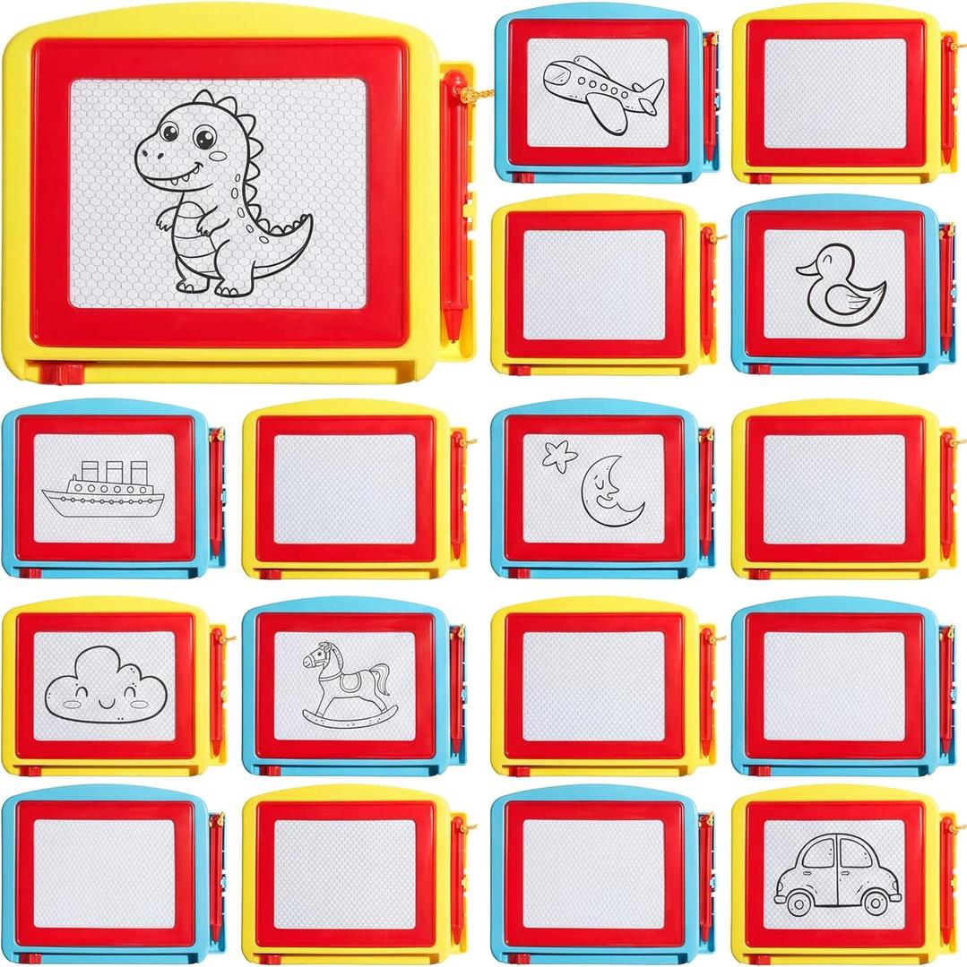 Tinlade 24 Pack Mini Magnetic Drawing Board for Kids, Small Erasable Drawing Pad, Toddler Writing Tablet, Birthday Party Favor, Classroom Prize, Goodie Bag Stuffers for Boy Girl (Classic Color,Cute)