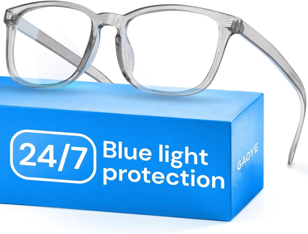 Gaoye Gray Blue Light Glasses for Computer & Gaming - Anti UV Ray Lenses, Scratch-Resistant & Comfort Fit