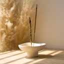 Handmade Rustic Terracotta Incense Holder, Ceramic Palo Santo & Sage Sticks Bowl,Wabi‑sabi & Retro, A Spiritual Decor for Yoga&Meditation (White), 12.4L x 11.7W x 5.8Th cm