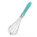 U-Taste 9" Small Egg Whisk: 18/10 Stainless Steel Kitchen Cooking Wire Balloon Wisk, Heavy Duty Metal Beater Stirrer, Manual Baking Tool with 6 Flex Wires for Hand Mixing, Blending Sauce (Aqua Sky)