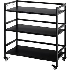 WHUANGKAKAMetal Storage Shelves,Garage Storage Shelving,Standing Storage Shelf,Black Metal Storage Rack,3 Tier Metal Shelving,Metal Shelves for Storage,Move Storage Shelf,Shelving Unit Organizer.
