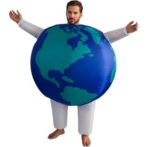 Adult Inflatable Globe Moon Costume- Halloween Cosplay Outfit for Parties, Funny Space Theme Dress-Up (Blue)
