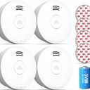 SITERWELL Smoke Detector, Smoke Detector 10 Year Battery with Photoelectric Sensor, Fire Alarm with Low Battery and Fault Warning for House and Bedroom, UL217-9th Listed, GS525A, 4 Packs