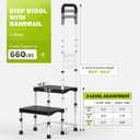 RV Step Stool with Handle for Elderly,2 Step Ladder with Handrail, Reinforced PP Wide Platform, Adjustable Height, Portable Stairs for Hot Tub/Camper/Mobile Home/Porch/SPA Pool/Pet Stairs
