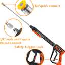 FIXFANS Pressure Washer Gun Kit, 5000PSI Power Washer Handle Gun with Replacement Wand Extension, High Pressure Spray Gun with 5 Nozzle Tips, M22 Fitting, 1/4" Quick Connect Female