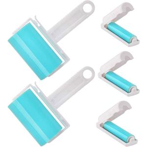 Lint Roller 5 Pack, Reusable Washable Lint Roller Sticky Gel Lint Remover Pet Hair Remover Cleaner for Clothes, Travel Essentials Household Use, Include, Size (2M - 3S)