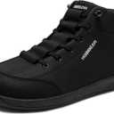 HOBIBEAR Leather Barefoot Boots Zero-Drop Wide Width Minimalist Shoes Unisex Mid Top Walking Boots (10 Wide Women/9 Wide Men, All Black)