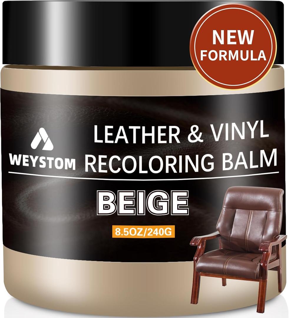 Leather Recoloring Balm - Beige Leather Repair Kit for Furniture, Dye, Recolor, Renew, Repair & Restore Aged, Faded, Cracked, Peeling and Scuffed (8.5OZ)